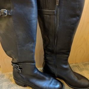 Via Spiga Black Leather V-Beba Tall Boots 8.5